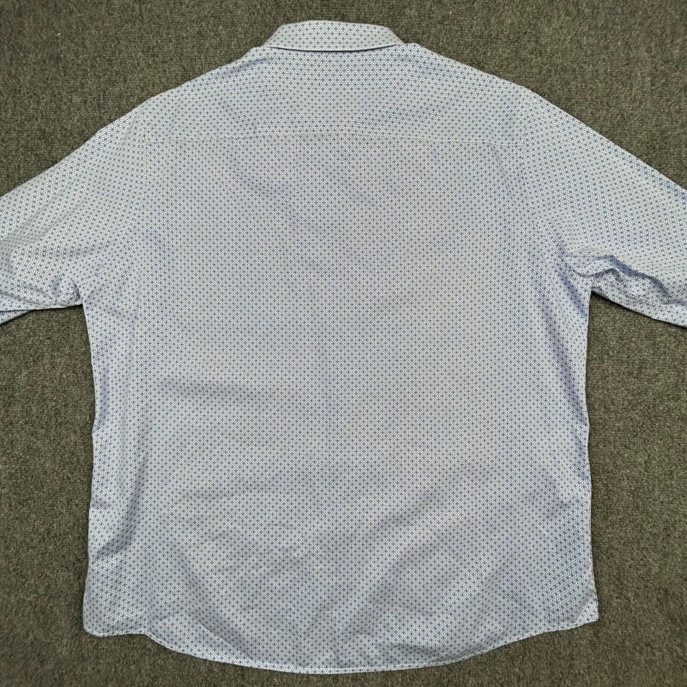 Johnston & Murphy Button Up Dress Shirt Mens XXL Blue White Geometric Cotton - Picture 3 of 11